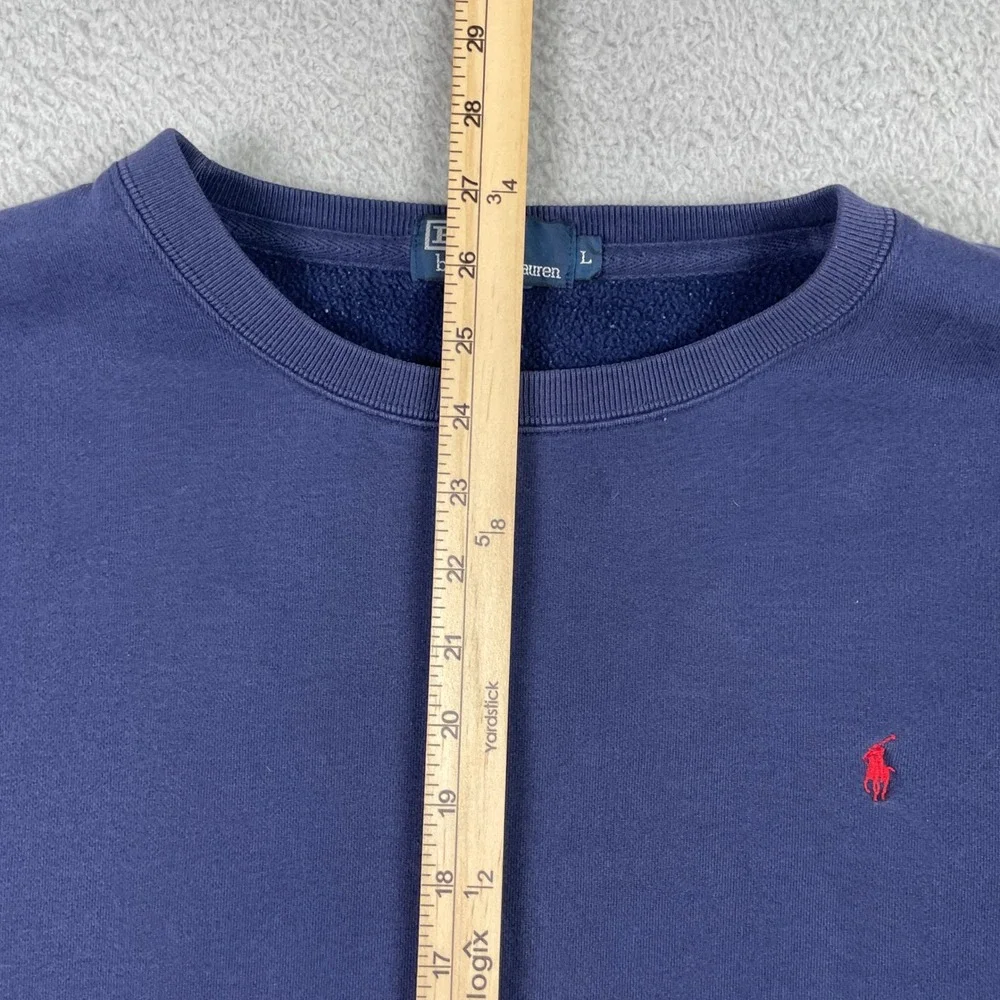 Vintage Polo Ralph Lauren Sweatshirt Mens Large Navy Blue Crewneck Fleece Preppy